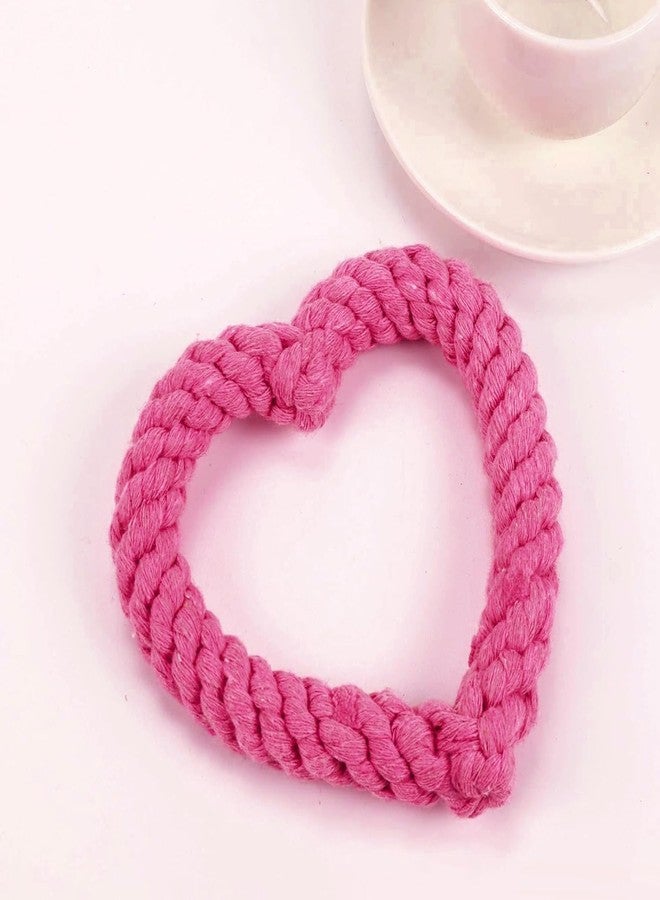 Sluswallow Pink Cute Dog/Cat Chew Toys, Dog Toys for Chewers, Heavy Duty Dental Dog Rope Toy for Dogs, Creative Love Heart Shaped Interactive Rope Dog Toys, Cotton Puppy Teething Chew Tug Toy Dark Pet Supplies - Image 1